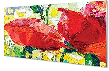 Tulup Acrylglas Bild Wandbild 120x60cm Wandbild Gemälde Dekorative Für Wohnzimmer Schlafzimmer - Rote Blumen