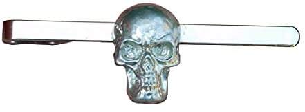 Krawattennadel mit Knochen-Totenkopf-Design, handgefertigter Schmuck, handgegossener Schmuck, handgegossenes Zinn von William Sturt, Zinn