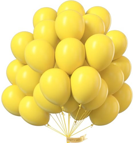 PartyWoo Yellow Balloons, 50 pcs 12 inch Latex Balloons, Yellow Balloons, Birthday Party Balloons for Sunflower Party Decorations, Construction Birthday Party Supplies, Tropical Party Decorations