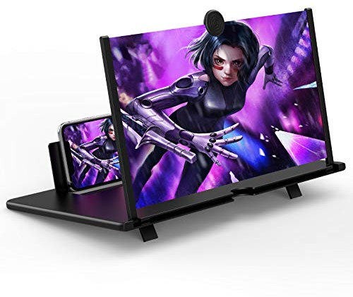 Fanlory - 16 Inch Screen Magnifier for Cell Phone, 3D Magnifier, HD, Projector, Screen Expander for Movies, Videos and Games, Foldable Phone Stand with Amplifier