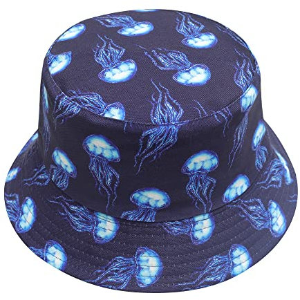 ZLYC Männer Frauen Sommer Fischerhüte Obst Hut, Marinequallen, One Size