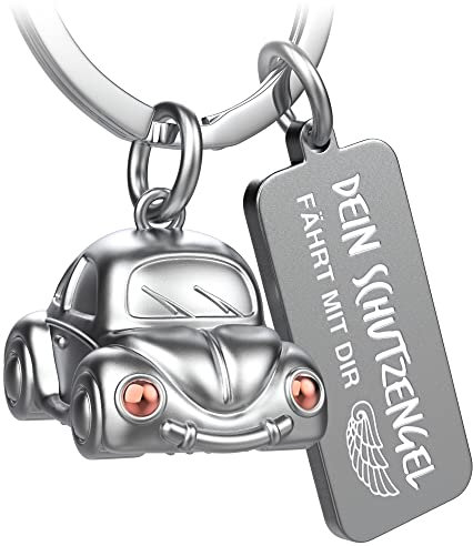 FABACH Porte-clés de voiture avec gravure – Ange gardien – Porte-clés ange pour automobiliste – Cadeau porte-bonheur pour voiture – Cadeau de conduite prudente – Votre ange gardien roule avec vous, Or