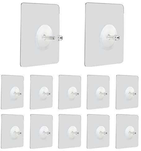FOGAWA 12pcs Self Adhesive Hanging Nails Wall-Mounted Screw Hook 7cm Waterproof Seamless Screw Nail Free Wall Hook Screw Free Stickers No-Trace No Drilling for Bathroom Kitchen