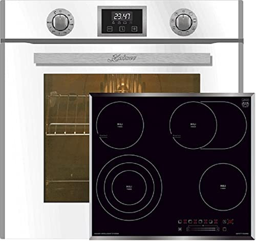 Kaiser Küchengeräte Elektro-Herd-Set EH 6326 W + KCT 6715 F, Elektro Einbau Backofen, Autark, 79L, 10 Funktionen + Schwarzes Glaskeramik Einbau Kochfeld 60 cm, 4 Kochzonen
