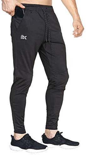 BROKIG Leichte Jogginghose Herren Fitnessstudio Trainingshose Slim Fit Sporthose Lang mit Taschen(Schwarz,M)