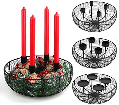 Adventskranz Kerzenhalter, Kerzenständer für Adventskranz, 3 in 1 Kerzenhalter für Stabkerzen, Stumpenkerzen und Teelichter Deko, Advent Weihnachten Tisch Deko