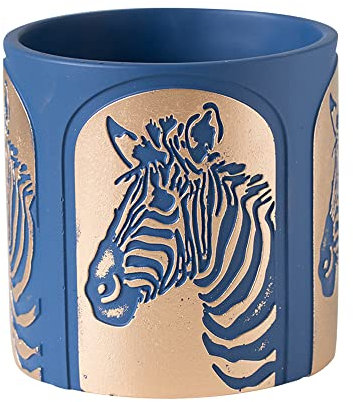 Hosoncovy 14 cm Zement Pflanztopf mit Zebra Muster, Blumentopf, Indoor Blumentopf, Indoor Sukkulenten Pflanztopf, Garten Pflanztopf, Tisch Blumentopf (Blau)