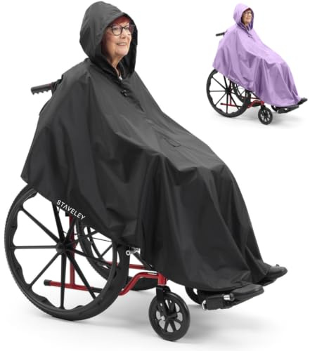 Staveley Wheelchair Rain Cape Poncho Waterproof | Unisex Lightweight Adult Mobility Rain Cape | Protection for Wheelchair & Electric Wheelchair Users