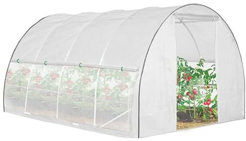 IDMarket - Serre Tunnel de Jardin 12M² Blanche relevable avec moustiquaire
