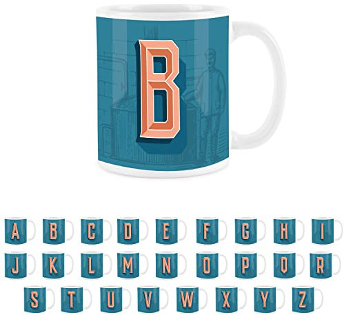 Purely Home Brewery Alphabet Letter B Mug - White Coffee Tea Present Personalised Initial Gift