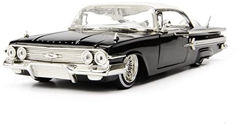 RCESSD 1:24 Chevy Impala 1960 Oldtimer Druckguss Auto Modellauto Dekoration Schwarz für Erwachsene, Modellautosammler
