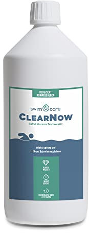 swimcare® ClearNow - 1 Liter - Sofort klareres Teichwasser - Für klareres Wasser ohne Schwebealgen im Schwimmteich - Sofortige Wirkung, schnelles Aufklaren, reduziert Schadstoffe