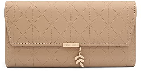 Portefeuille Femme Longue PU Cuir, Porte Monnaie Femmes Grande Capacite avec Compartiment à Monnaie Zippé, Longue Porte Feuilles pour Femme avec 9 Emplacement de la Carte (Chameau)