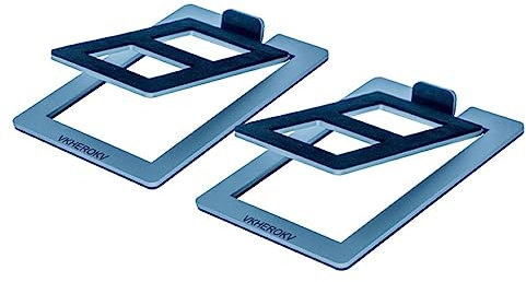 VKheroKV Mukjipa C-1 Desktop Speaker Stands for Small Speakers,Tilted Tabletop Steel Computer Speaker Stands(Pair),L15.2 x W11.4 x H3.8 Centimetres (Gray)