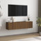 FIRBNUS Meuble TV Mural Chêne Marron 120x30x30 cm Bois d'ingénierie Meuble HiFi Design Elégant Meuble de Télévision Grand Espace de Rangement pour Ranger Magazines DVD Autres Articles