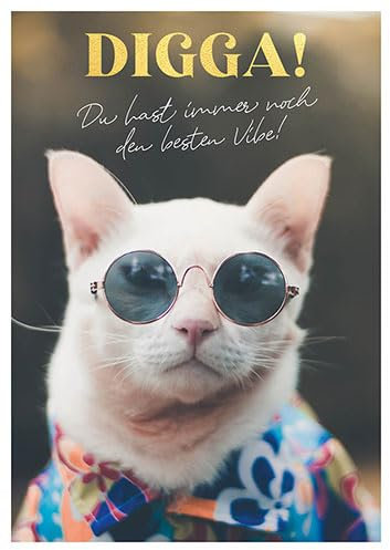 10er Set Postkarte Gold Karte mit Golddruck GOLDKARTE - Motiv: DIGGA! DU HAST IMMER NOCH DEN BESTEN VIBE, Anlass: Fun , Künstler / Verlag: ZWEITGEIST Foto: Adobe Stock / grooveriderz, Größe: A6
