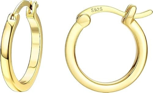 Dochais Gold Hoop Ohrringe für Frauen 14K Echtgold vergoldet Reifen mit 925 Sterling Silber Post Gold 15mm