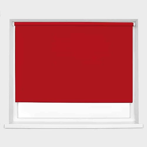 Red Blackout Roller Blinds Thermal Blackout Material Metal Brackets & FIttings 25mm Roller Tube Easy Fit Child Safe Bedroom Office90cm Width x 160cm Length