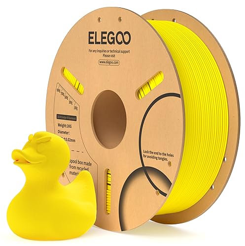 ELEGOO PLA Filament 1.75mm Gelb 1KG, 3D Drucker Filament Maßgenauigkeit +/- 0,02 mm, 1kg Pappspule (2.2lbs) Filament-3D-Druckmaterialien Passt für die meisten FDM 3D-Drucker