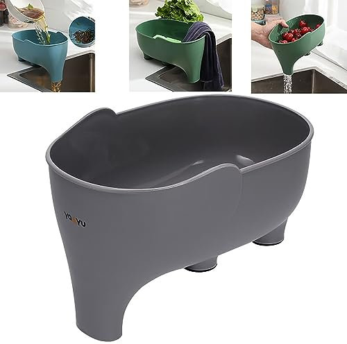 Spülbecken Sieb, Elefant Waschbecken-Sieb, Multifunktional Abflusskorb Spüle Abtropfsieb Sieb Spülbecken, Küchensieb Siebkorb, Gemüse und Obst Waschen und Abtropfen lassen, Grau