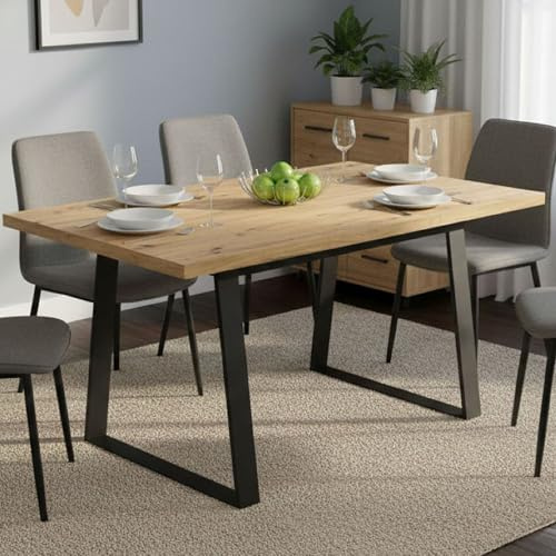 Dmora - Ausziehbarer Canale-Tisch, Mehrzweck-Esskonsole, rechteckiger Küchen- oder Esszimmertisch, 160 x 90 x 75 cm, Nodi-Eiche