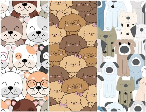 Heko Panels Oxford Stoff Panel Wasserdicht Mit 3 Mustern Canvas-Stoff Polyester Stoff Zum Nähen Nähstoffe Dekostoffe Wasserabweisend Blickdicht 121,5 x 153 cm Hunde