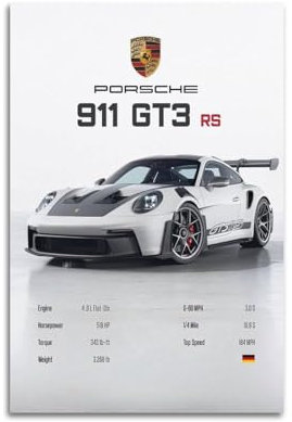 LADV 911 GT3 RS Statistik-Poster, Rennsportwagen, dekoratives Gemälde, Leinwand, Wandkunstwerk, Bild, 30 x 45 cm