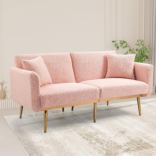 Teddystoff-Sofa mit Metallfüßen - Modernes und kuscheliges Zweisitzer-Sofa für Ihr Zuhause