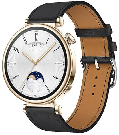 Huawei Watch GT4 41mm Armbänder - Weich PU Leder Keine Lücke Armbänder für Herren & Damen (Schwarz)