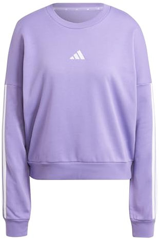 adidas Damen Essentials 3-Stripes French Terry Sweatshirt, Violet Fusion/White, M