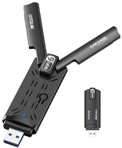 AX5400 USB WLAN Stick für PC, COTDLNK USB 3.0 WiFi 6 Dongle für Windows 10/11, Tri-Band 2.4G/5G/6G| WPA3-Verschlüsselung| MU-MIMO| OFDMA| WLAN Adapter mit Geringer Latenz