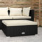 Homgoday Gartenfußbank mit Kissen Polyrattan Grau 70 x 70 x 30 cm Gartenhocker Gartenhocker Outdoor Hocker