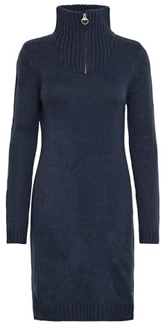 OXMO OXCarryola Damen Kleid Strickkleid Midikleid mit Troyerkragen Rippbündchen Label-Badge Regular fit, Größe:M, Farbe:Insignia B (791991)
