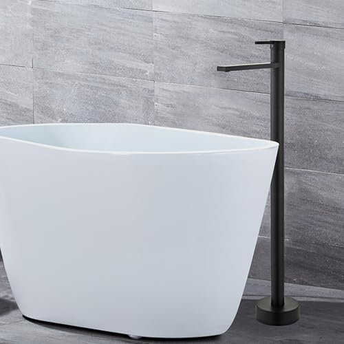 BiaoTeng Robinet Salle Bain Baignoire Sur Pieds Mitigeur de Baignoire Ilot Monocommande Chaud et Froid Connexion G1/2 Robinet Baignoire Ilot Noir