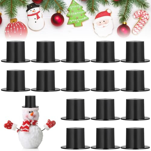 Mini Zylinder Hut zum Basteln Kunststoff, Zylinder Hüte Schwarz Weihnachts, 50 Stück Zylinder Hut klein Dekoartikel Weihnachten, Mini Schwarze Zylinder Hüte Kunststoff, DIY Handwerk Ornament
