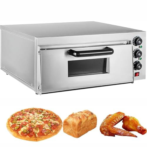 ZHJOPP Commercial Toaster Commercial Pizza Oven, 16 Countertop Electric Pizza Oven Indoor, Stainless Steel Pizza Maker With Explosion Proof Lamp (Singlelayer)