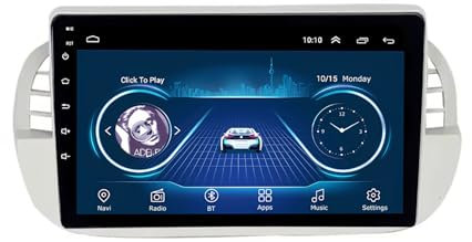 Radio de Coche Android 14 para FIAT 500 Abarth 2007-2016，9 Pulgadas Radio Double DIN inalámbrico, Bluetooth Carplay, Visión Trasera en Directo HD, Carga rápida GPS(M700S 8G+256G)