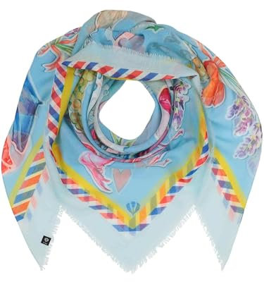 FRAAS Halstuch Damen - Tuch mit Frankreich-Design - 120 x 120 cm - leichter Polyester Schal Damen - Sustainability Edition Zen Blue