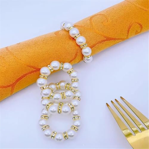 20 Stück Perle Serviettenringe Serviettenschnallen Tischdeko Perlen-Serviettenring Serviettenhalter für Hochzeit Party Bankett Abendessen Jubiläum Tischdekoration Familienessen Restaurants -Gold