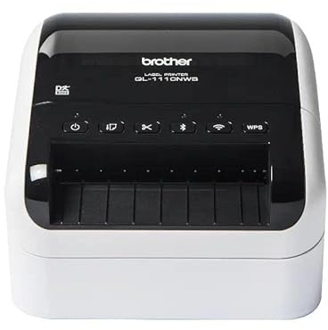 Glowster Thermo-Etikettendrucker QL-1110NWB, WLAN-Verbindung, Druckt Etiketten von 1 bis 101 mm, ideal für Büro und Dokumentenorganisation.