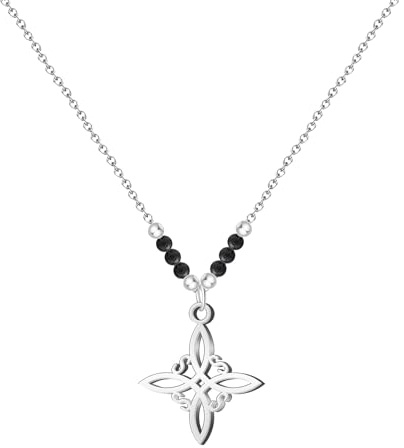 Collier pendentif noeud de sorcière en acier inoxydable ou en fil + un bracelet 7 noeuds (gratuit), nœud de sorcière double protection, amulettes de chance, bijou fantaisie pour femme.