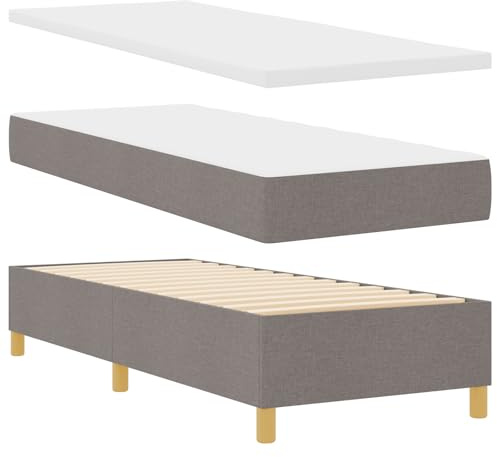 vidaXL Boxspringbett mit Matratze mit Kopfteil Taupe 80 x 200 cm Stoff, Moderner Boxspring-Bett, rechteckiger Rahmen, stylisches Schlafzimmermöbel, bequem schlafen, langlebige Schaumstoffmatratze