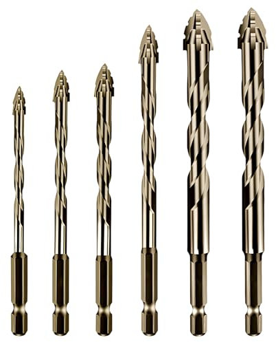 wilcractk Juego de Brocas Metal de Tungsteno 6 Piezas, Brocas Cruzadas Afiladas de 6-12mm, Alta Durabilidad para Taladrado en Seco y Húmedo en Construcción y Uso Profesional