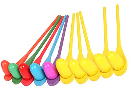 Mikinona 10 Juegos de Cucharas y Huevos de Madera para Juguetes de Sensorial para Entrenamiento y Diversión Familiar