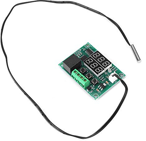 Naroote Módulo de Termostato Digital DC 12V, Interruptor de Termostato Precisión 0.1 ℃ con Sensor de Temperatura Módulo de Controlador de Temperatura de Pantalla LED Dual, para Equipos Industriales