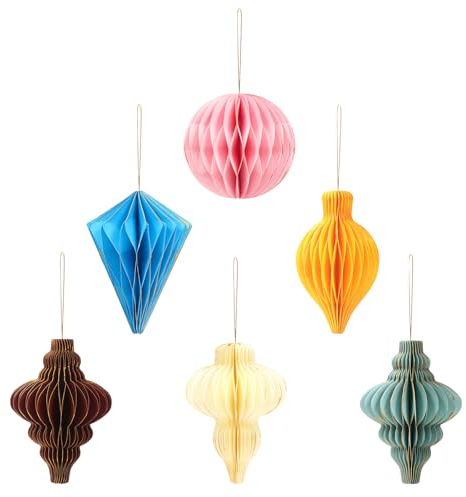 Baumschmuck Christbaumschmuck Papier, 6 Stück Papierkugeln Weihnachtsbaum, Papier Waben Deko Weihnachten Ornamente Hängend für Weihnachtsdeko Weihnachtsschmuck