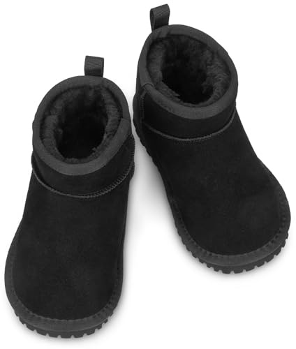 Mishansha Stivali da Neve Bambino Bambina Antiscivolo Caldi Nero Gr.36