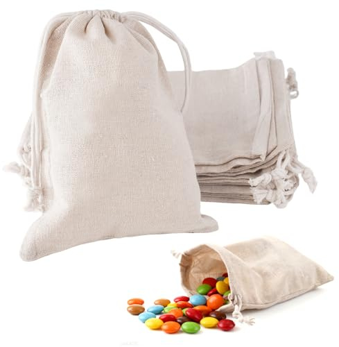 HJYIMYI Lot de 16 Sachets en Coton,15 X 20 cm Sacs en Tissu avec Cordon | Sacs en Lin,Petits Sac en Tissu,Sachets en Toile De Jute,Sac Cadeau avec Cordon de Serrage,pour Mariages Bijoux Bricolage