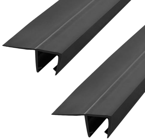 Ayuduots 2pcs 19.68inch Black Shower Screen Seal Strip, F Shape PVC Waterproof Door Seal Replacement for 0.23in Glass