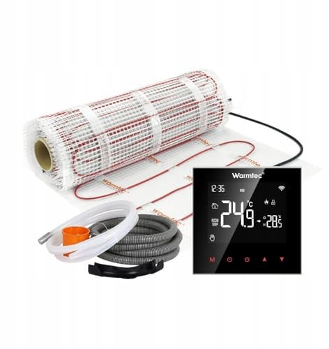 WARMTEC Calefacción eléctrica por suelo radiante 170 W/m² | Manta calefactora autoadhesiva con termostato para calor bajo baldosas con clase de protección IPX7 | SRT Negro 4 m²